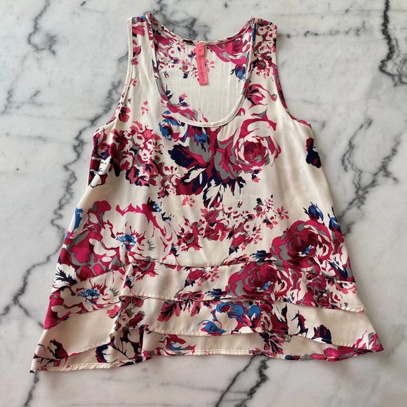 Eight Sixty Cream and Floral Silk Tank - Picture 4 of 10